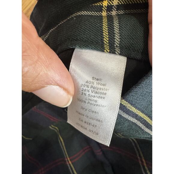Talbots Women Pants 16p Black Red Green Wool Blend Hampshire Ankle Plaid Preppy - Picture 6 of 8